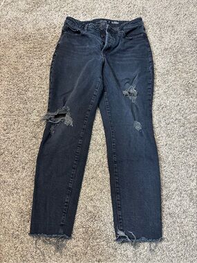 Old Navy Black Distressed Straight-Leg Jeans